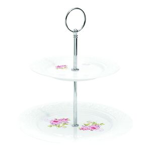 Nuova R2S 2-Tier Rose Printed Cake Plate Nuova R2S 2-Tier Rose Printed Cake Plate